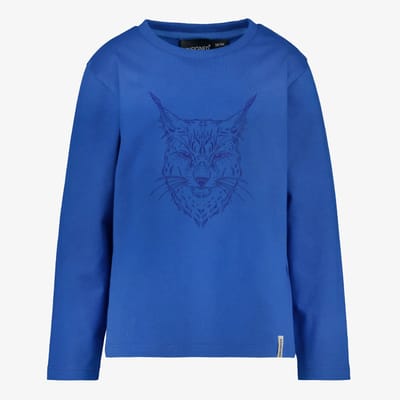Unsigned jongens shirt met lange mouwen en lynx opdruk blauw - Maat 92