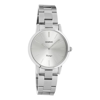 OOZOO Timepieces - Zilverkleurige horloge met zilverkleurige roestvrijstalen armband - C20110