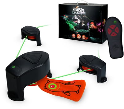 Dog Comets Star Chaser - Hondenspeelgoed - 9 snelheden tot 50km/h - Op Afstand Bedienbaar tot 50m - Stimuleert het Jachtinstinct - Met 3 Kunstprooien en Accessoires