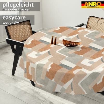 ANRO Tafelkleed Bloemenpatroon Beige Rond Ø120cm Rechte rand Afwasbaar Waterafstotend