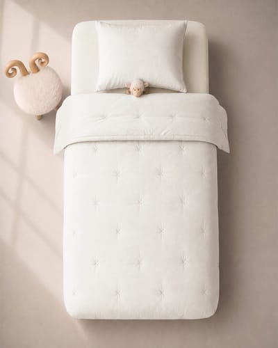 HOOMstyle Wasbaar dekbed zonder overtrek - Kids - 120x150cm - met 1 kussensloop - Cotton White