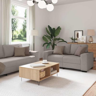 vidaXL - 2-delige - Loungeset - met - kussens - stof - taupe