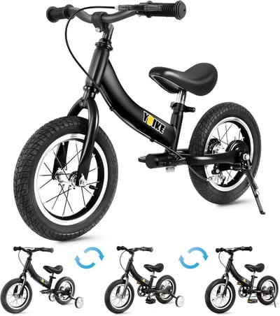 Balansfiets 2-in-1 - Kinderfiets Loopfiets - Evenwicht Trainen - Dubbel Gebruik - 12 Inch - Zwart