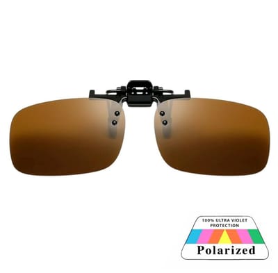 Fako Sunglasses - Clip On Voorzet Zonnebril In Box - Overzet Clip-on - Polariserend - Polarized - Medium - 130x37mm - Bruin