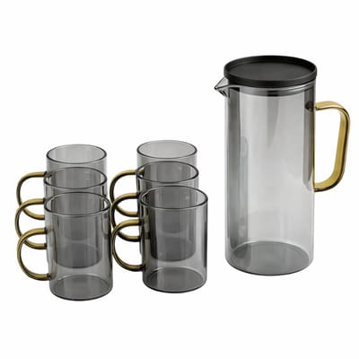 LuxaLiving Waterkaraf met 6 Glazen Set – 1,3 Liter – Glazen Karaf met Glazen – Waterkan voor Water, Sap & Limonade – Vaatwasserbestendig – Drinkset voor Tafel