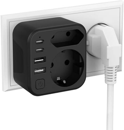 MKSS® Dubbele Stekker voor Stopcontact - Tweeweg Stekker - Verdeelstekker - Stopcontact Splitter - Met Kinderbescherming - Zwart