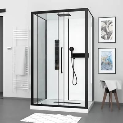 Aurlane Douchecabine Indus 2 - Rechthoek - 115x90x209,5cm - Zwart Mat