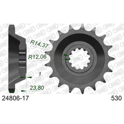 Stalen motortandwiel voor Afam 530 17 dents