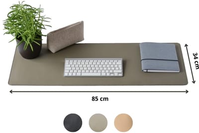 Professionele Bureau onderlegger - 85 x 34 cm - Vegan Leer - Taupe - Bureaumat - Muismat XXL - Antislip - Waterafstotend - Deskpad - Ray | Made out of