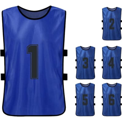 6 Pièces Débardeurs de Football pour Enfants Séchage Rapide Maillots de Football Sports de Jeunes Entraînement d'Équipe de Basketball Bavoirs Numérotés 6pcs For Adults