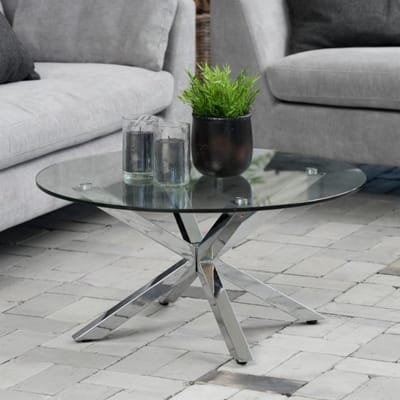 Giga Living Salontafel Harrie - Glas/Zilver - Ø82x40cm