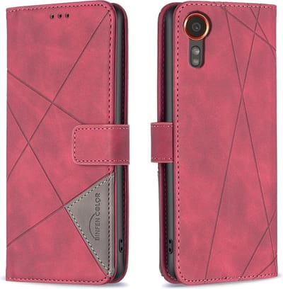 BINFEN Hoesje - Geschikt voor Samsung Galaxy Xcover 7 Hoesje - BINFEN Geometric Book Case - Rood