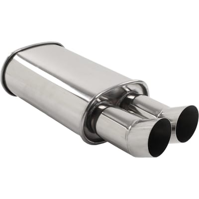 64mm Dubbele Uitlaatdemper voor DTM Stijl RVS Zilver Universeel voor Auto gray