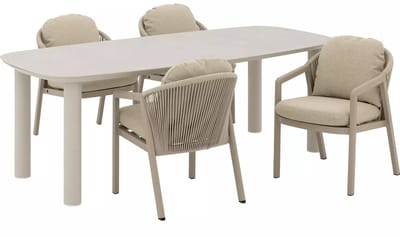 Goossens Tuinset Vernazza Incl. 4 Portofino Stoelen - Keramiek - bruin - 220 x 75 x 100 cm