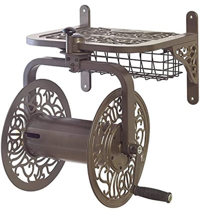 Decoratieve Gegoten Aluminium Roterende Tuinslanghaspel voor 150 voet Slang - Brons