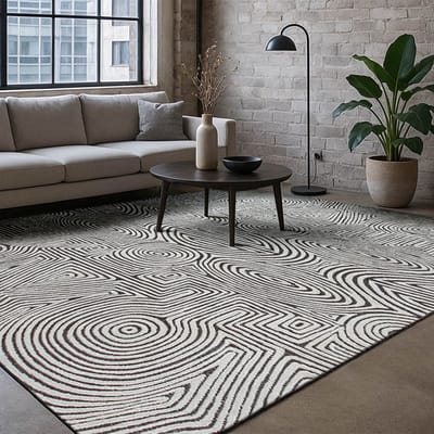 Binnen & Buiten Vloerkleed - 80 x 150 cm - Lola&Moi Tabasco Ebony Ivory - Laagpolig Tapijt - Gerecycled PET - Made in Belgium - Circulair