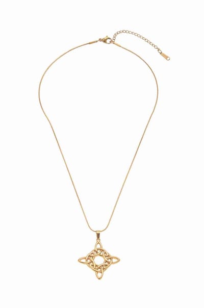 WeLoveSilver - Goudkleurige ketting - Keltische hanger - Gevlochten cirkel