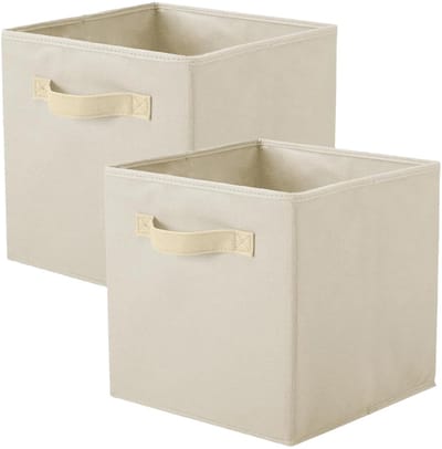 Dailygoods- Opbergdoos - 2 Opvouwbare Kubussen - Stevig Karton/Non-woven Stof - Handgrepen - Organisatie voor Kleding/Speelgoed - Opbergmand