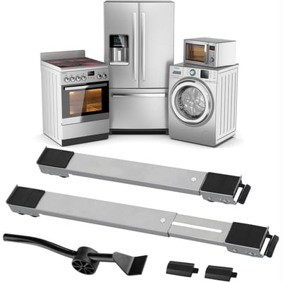 Set van 2 Verstelbare Transportrollers - Onderstel voor Wasmachine en Koelkast - 24 Wielen met Remmen - Antislip en Trillingsdempend - 150 kg per Stuk