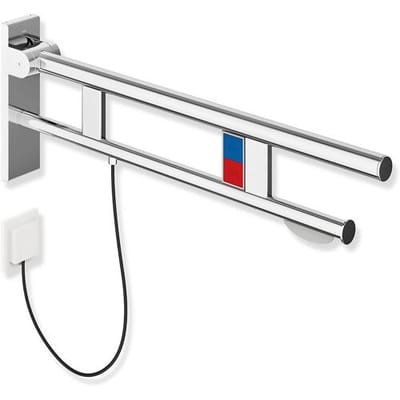 HEWI System 900 folding support rail Duo Design B with 2 function keys (E-extension) WC paper holder, 900.50.19140