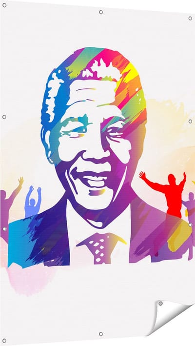Gards Tuinposter Nelson Mandela - 100x150 cm - Tuindoek - Tuindecoratie - Wanddecoratie buiten - Tuinschilderij