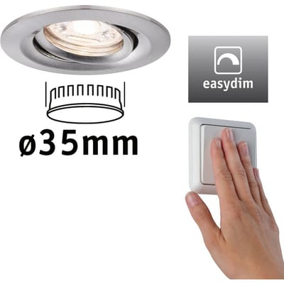 LED-inbouwlamp Easy Dim Nova Mini Plus Coin Enkele lamp zwenkbaar rond 66 mm 15° Coin 4,2W 300lm 230V dimbaar 2700K Staal geborsteld