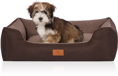 Knuffelwuff Hondenbed Luke van velours met fijn handgeweven karakter Bruin-Potatoe S 70 x 50cm