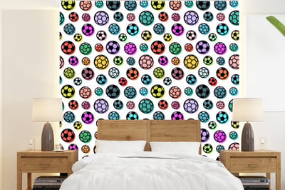 Behang - Fotobehang Patronen - Voetbal - Sport - Jongens - Kinderen - Kids - Breedte 220 cm x hoogte 240 cm