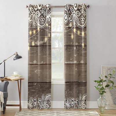Bruine Plank Kant Raamgordijn Modern Europese Stijl Gordijnen voor Slaapkamer Woonkamer Achtergrond Gordijn 135W x 60H(cm) x1 gray