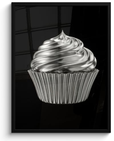 Poster in lijst - Fotolijst 60x80 cm - Posters - Cupcake - Luxueus - Zilver - Posterlijst zwart - Decoratie - Wanddecoratie woonkamer - Muurdecoratie slaapkamer
