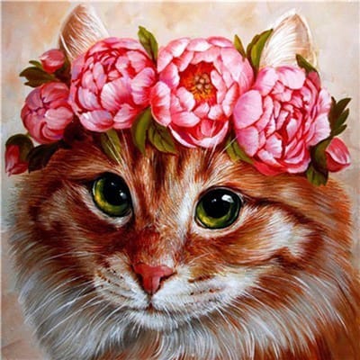 5D Diamant Schilderij Kruissteek Kit Dier Bloem Kat DIY Kristal Volledige Ronde Boor 30x30CM red