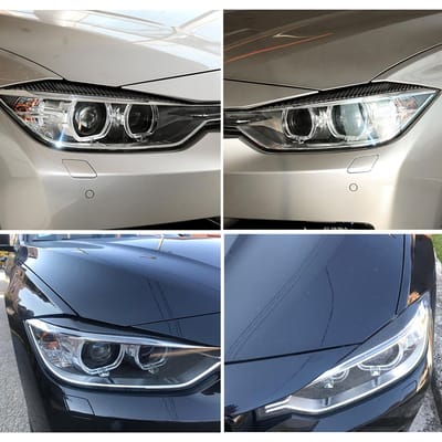 Koolstofvezel Koplamp Wenkbrauwen Oogleden Sierstrip Ooglid Cover Decoratie Styling Sticker 1 Paar voor BMW F30 F34 320i 325i A gray
