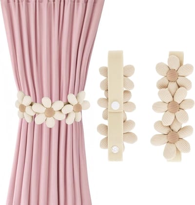 Famanu – 2 stuks gordijnhouders - bloemen gordijnhouders - schattige bohemische decoratieve gordijnhouders - elastische gordijnhouders met verstelbare riemen - gordijnkoord voor huis - kantoor - kinderkamer