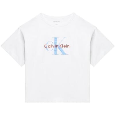 Calvin Klein Girls Seasonal Monologo Ss White Größe: 4 | T-Shirts Outlet | Unisex | Weiß