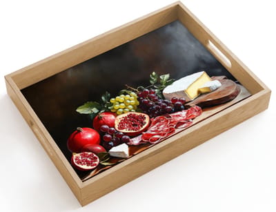 Dienblad hout 40x30 cm - Schootdienblad - Borrelplank - Stilleven - Vintage - Borrelplank rechthoek - Plateau dienbladen
