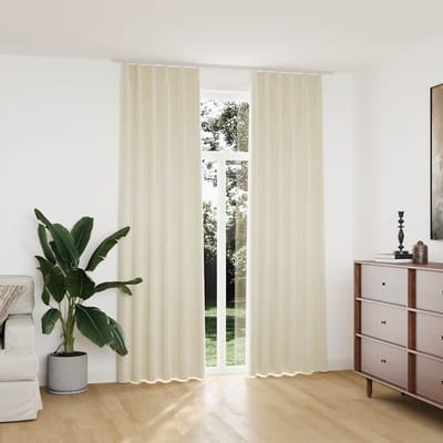 vidaXL - Gordijnen - verduisterend - 2 - st - met - haken - 140x245 - cm - fluweel - crème