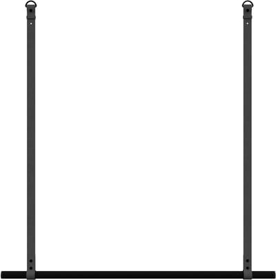Kapstok/ kledingrek 100cm - aan leren banden - Handles and more® | D.GRIJS - stang: zwart metaal
