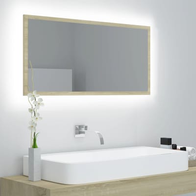 vidaXL - Badkamerspiegel - LED - 90x8,5x37 - cm - acryl - sonoma - eikenkleurig