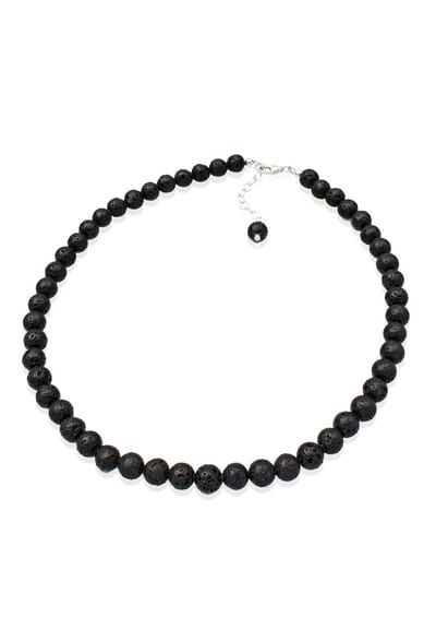 Elli - Halsketting - Elli halsketting dames lava kralen in 925 sterling zilver 43 cm lang - Dames