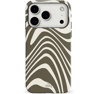 xoxo Wildhearts Boogie Wonderland Green - Double Layer - Hard case geschikt voor iPhone 17 Pro hoesje - Golven print hoesje Groen - Beschermhoes shockproof case - Dubbele beschermlaag - Hoesje met golven print - Groen