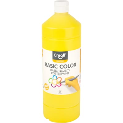 Creall Plakkaatverf - Geel - gele schoolverf - fles 1000ML - Gemaakt in Nederland - professionele kwaliteit - basic color - vegan - glutenvrij