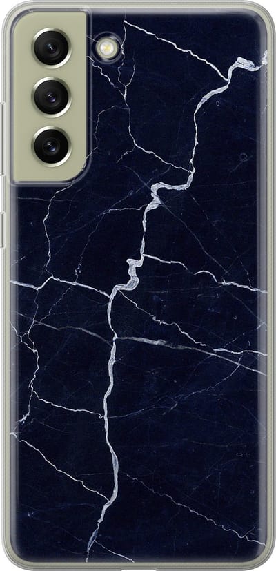 Leuke Telefoonhoesjes - Hoesje geschikt voor Samsung Galaxy S21 FE - Marmer Navy - Soft case - TPU - Marmer - Blauw