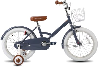 Kinderfiets – Voor kinderen – Met mand, spatborden, volledige kettingkoffer en zijwieltjes – 30 cm / 41 cm / 46 cm wielen, grijs