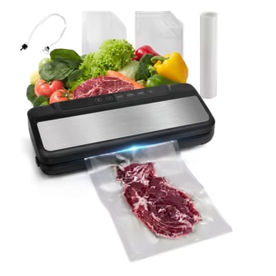 UFTA Vacuummachine - Vacuumsealer 7 in 1 met 80 kPa Krachtige Zuigkracht - Inclusief 10 Vacuumzakken - 120W Roestvrij Staal
