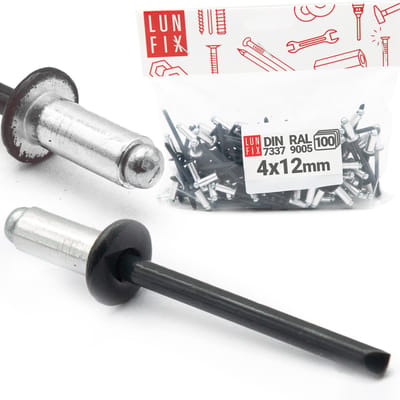 LUN FIX - Aluminium Blindnieten - 4 x 12 mm - 100 stuks - Staal - Industrie-Standaard DIN7337