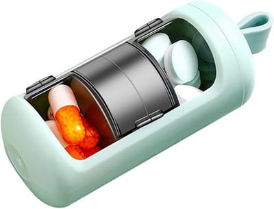 Drie-laags Pillen Organizer voor Reizen, Rotating Deksel, Grote Opbergdoos voor Vitaminen, Supplementen en Medicijnen
