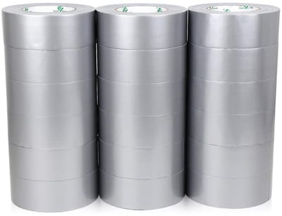 Waterdichte en extra sterke tape 50 mm x 50 m - 18 rollen - veelzijdige stof- en ducttape - ideaal voor reparaties en bevestigingen - kleur: zilver