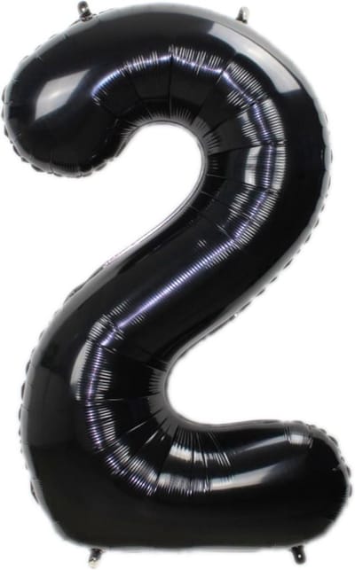 New Age Devi - Feestelijk - Cijferballon - Folieballon - 70cm - Zwart - Nummer 2
