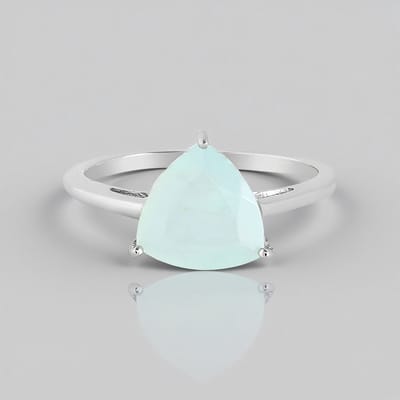 Cavill - Ring 925 Sterling Zilver met 2,19 ct Triljantslijpsel Paraiba Opaal - Modern Minimalistisch Design - Elegante Blauwgroene Edelsteen Damesring