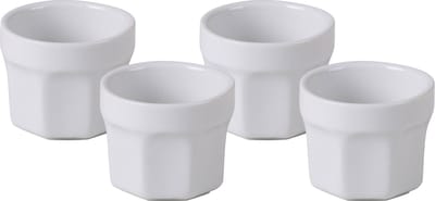 Urban Living kleine kommetjes/serveer schaaltjes - ivoor wit - keramiek - set 4x stuks - D5.5 cm - sausjes/hapjes/nootjes